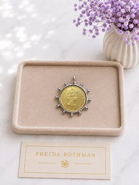 Freida Rothman Vault Two-Tone Coin Pendant NWT $99 MSRP